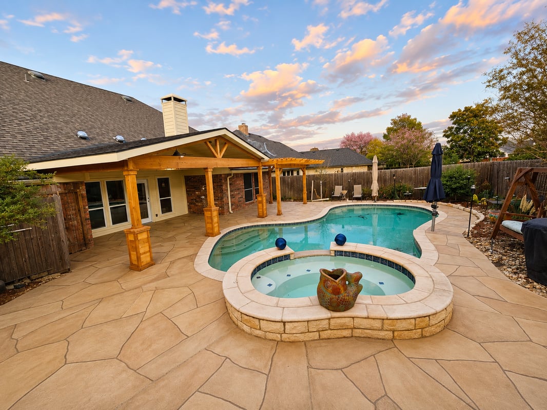 StoneCoat overlay on pool deck surface in Arlington Texas